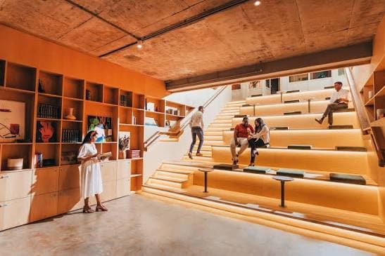 The amphitheatre and library space at The Precinct