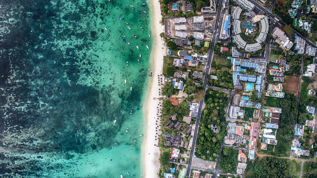 Aerial view of Mauritius